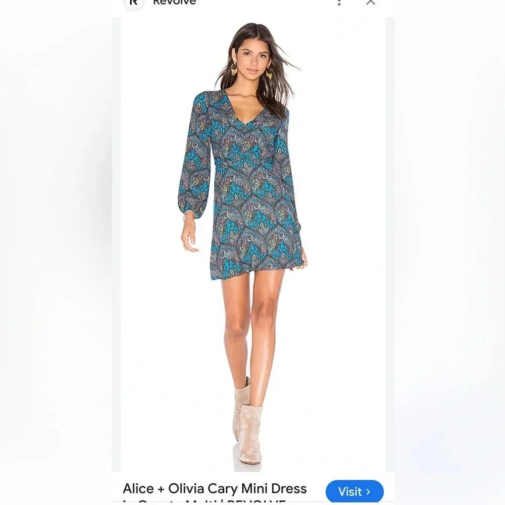 Alice + Olivia Cary Mini Dress in Ornate Multi size 12